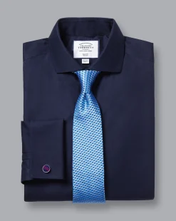 Dress Shirts|Blue Shirts<Charles Tyrwhitt Spread Collar Non-Iron Twill Shirt - Navy