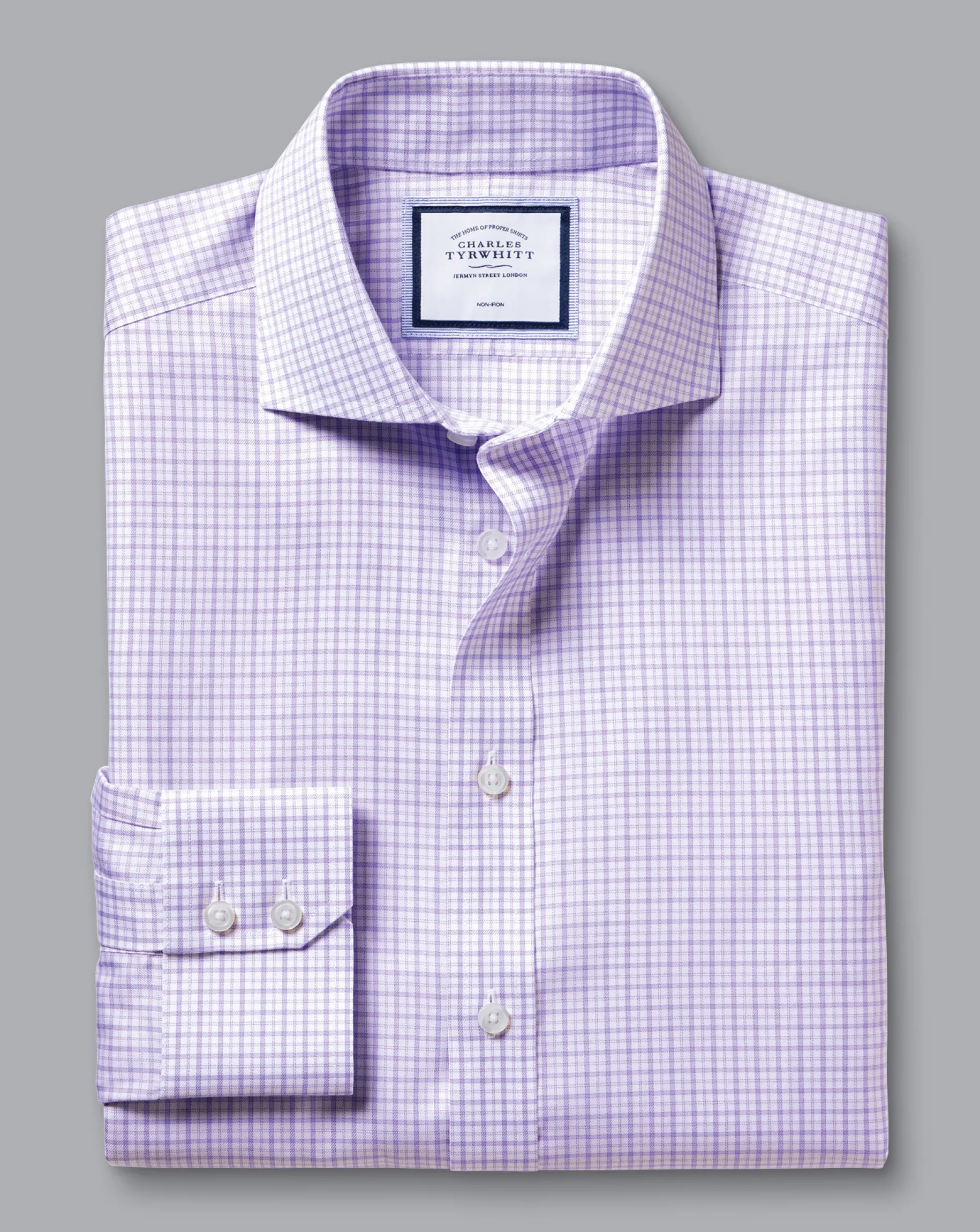 Shirt Sale|Dress Shirts<Charles Tyrwhitt Spread Collar Non-Iron Twill Windowpane Check Shirt - Purple Lilac