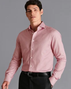 Shirt Sale|Dress Shirts<Charles Tyrwhitt Spread Collar Non-Iron Twill Micro Check Shirt - Red