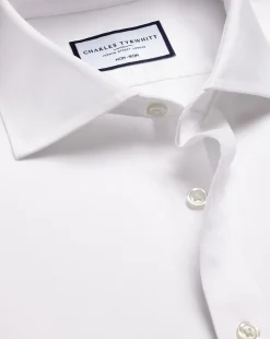 Dress Shirts|White Shirts<Charles Tyrwhitt Spread Collar Non-Iron Twill Shirt - White
