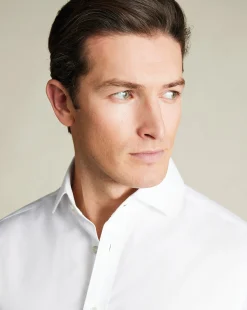 Dress Shirts|White Shirts<Charles Tyrwhitt Spread Collar Non-Iron Twill Shirt - White