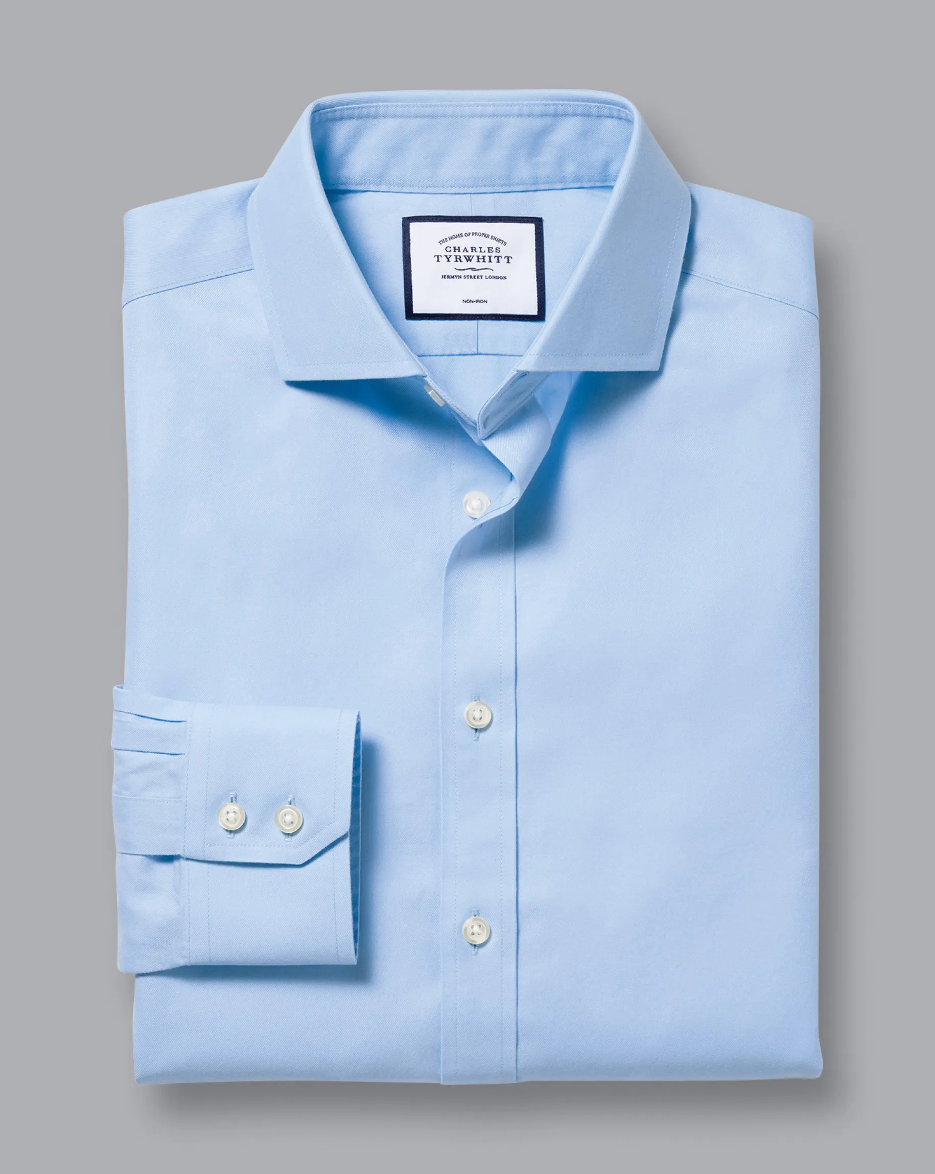 Dress Shirts|Blue Shirts<Charles Tyrwhitt Spread Collar Non-Iron Twill Shirt - Blue Sky