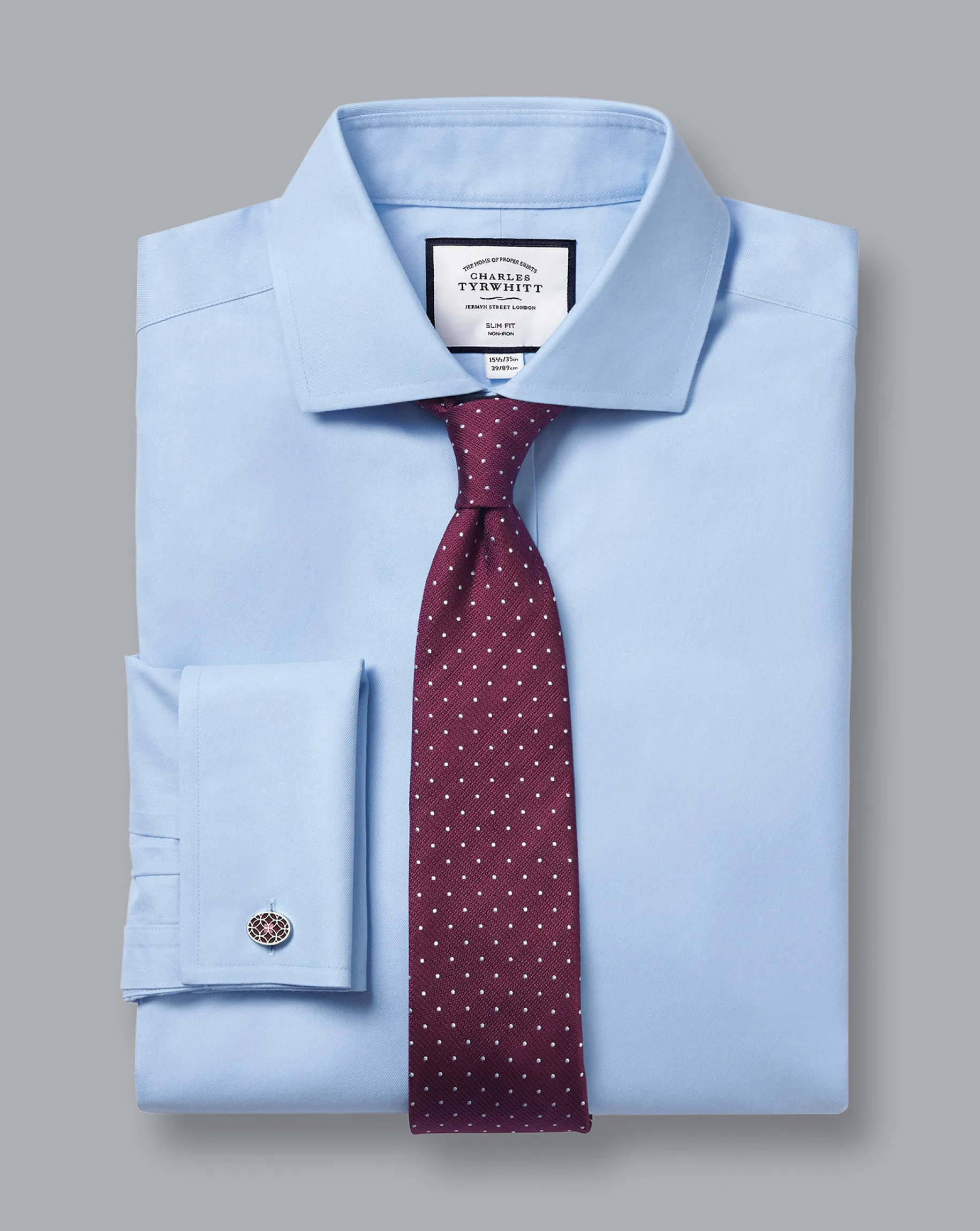 Dress Shirts|Blue Shirts<Charles Tyrwhitt Spread Collar Non-Iron Twill Shirt - Blue Sky