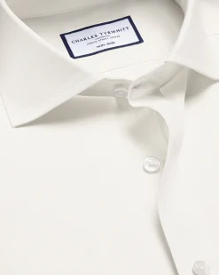 Dress Shirts|Extra Slim Fit Shirts<Charles Tyrwhitt Spread collar Non-Iron Twill Shirt - Ivory