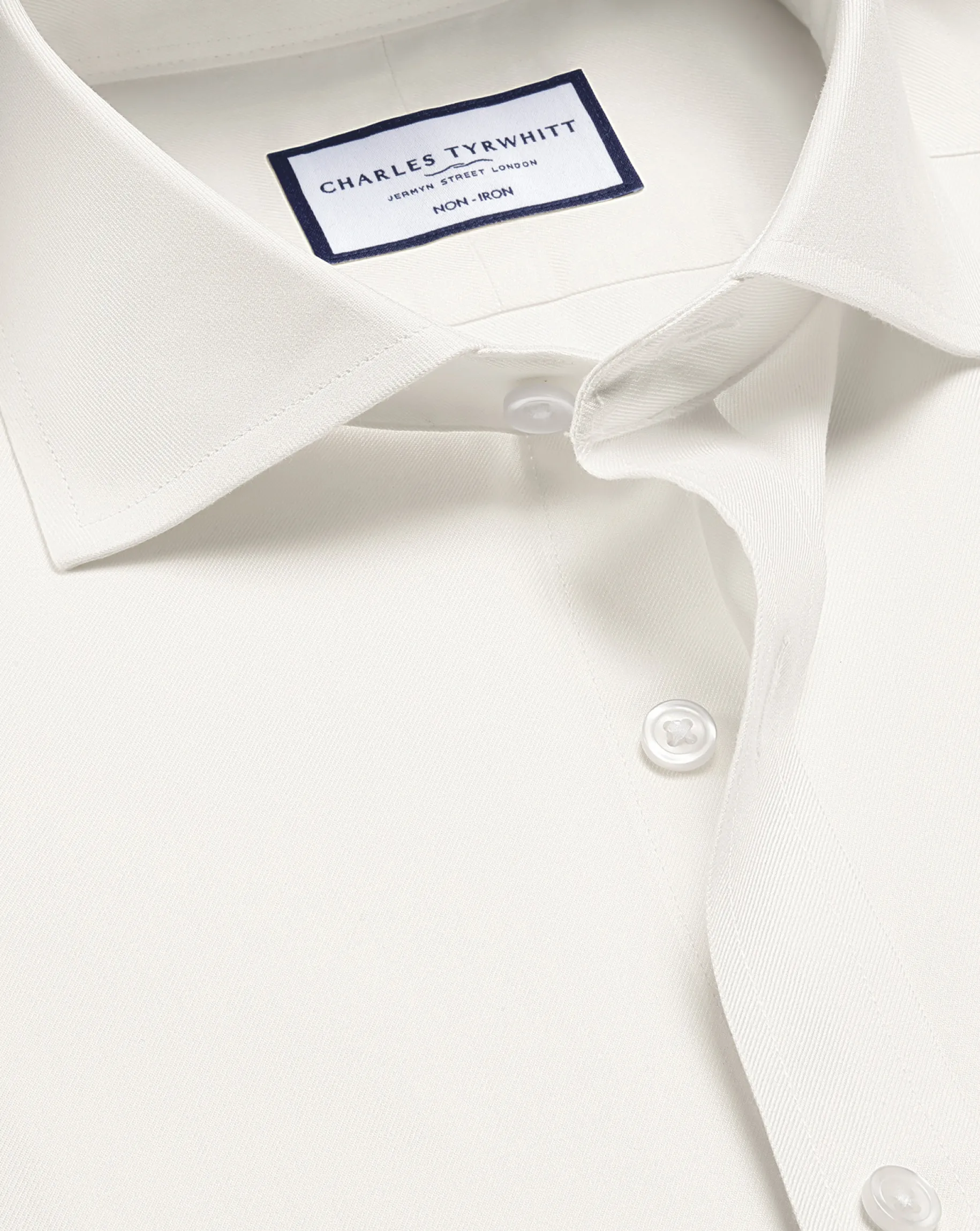 Dress Shirts|Extra Slim Fit Shirts<Charles Tyrwhitt Spread collar Non-Iron Twill Shirt - Ivory