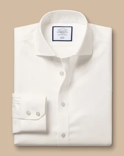 Dress Shirts|Extra Slim Fit Shirts<Charles Tyrwhitt Spread collar Non-Iron Twill Shirt - Ivory