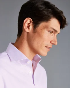Shirt Sale|Dress Shirts<Charles Tyrwhitt Spread Collar Non-Iron Twill Micro Check Shirt - Mauve Purple