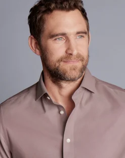 Shirt Sale|Dress Shirts<Charles Tyrwhitt Spread Collar Non-Iron Twill Shirt - Claret Pink