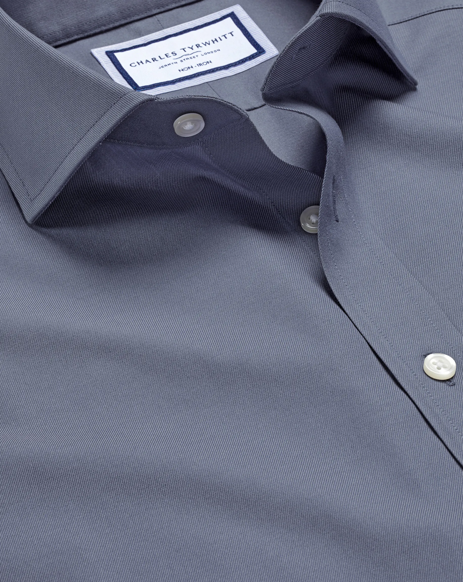 Shirt Sale|Dress Shirts<Charles Tyrwhitt Spread Collar Non-Iron Twill Shirt - Heather Blue