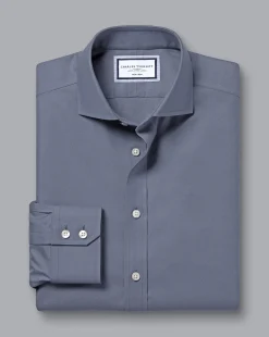 Shirt Sale|Dress Shirts<Charles Tyrwhitt Spread Collar Non-Iron Twill Shirt - Heather Blue