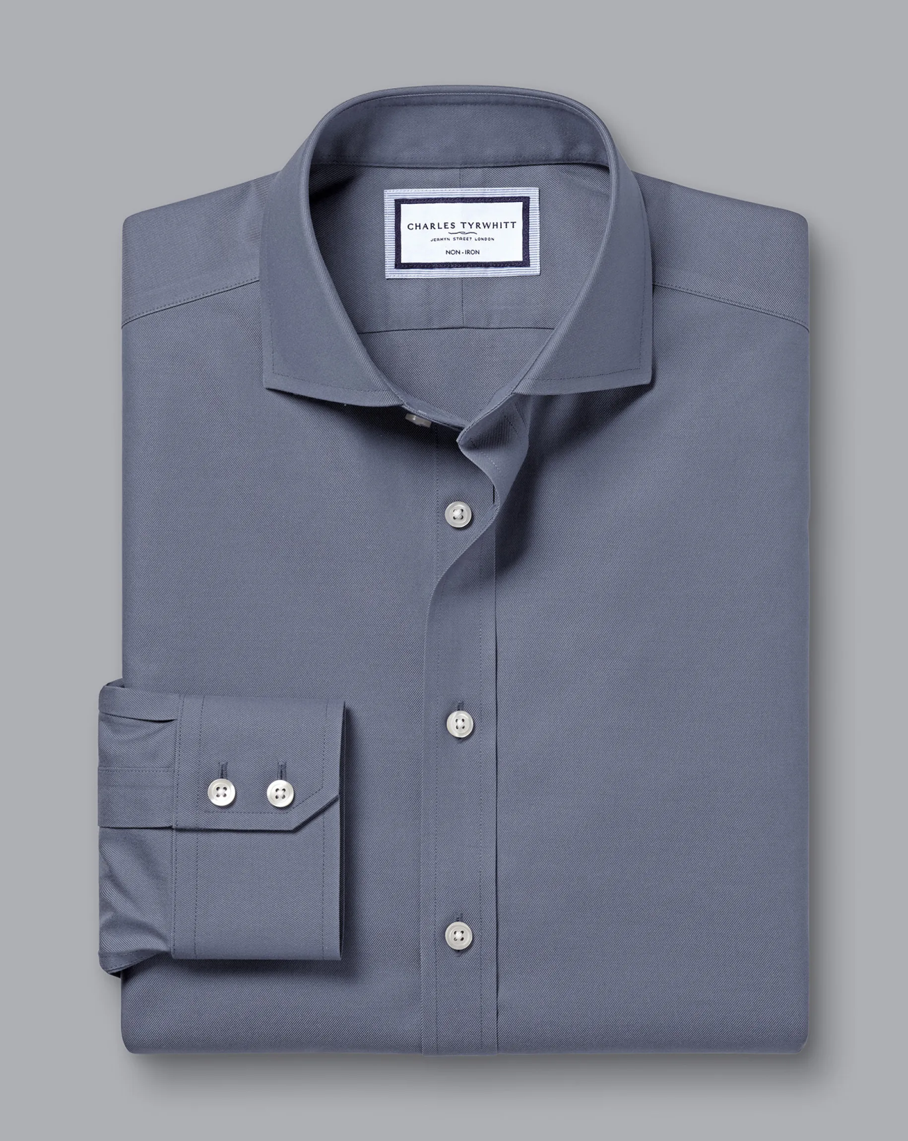 Shirt Sale|Dress Shirts<Charles Tyrwhitt Spread Collar Non-Iron Twill Shirt - Heather Blue
