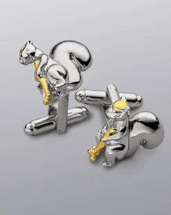Accessories<Charles Tyrwhitt Squirrel Playing Golf Cufflinks - Silver & Gold