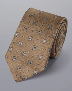 Ties & Bow-ties<Charles Tyrwhitt Stain Resistant Floral Pattern Tie - Tan