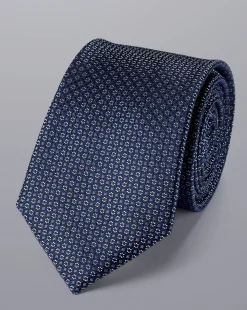 Ties & Bow-ties<Charles Tyrwhitt Stain Resistant Mini Floral Pattern Tie - Royal Blue & Silver Royal Blue & Silver