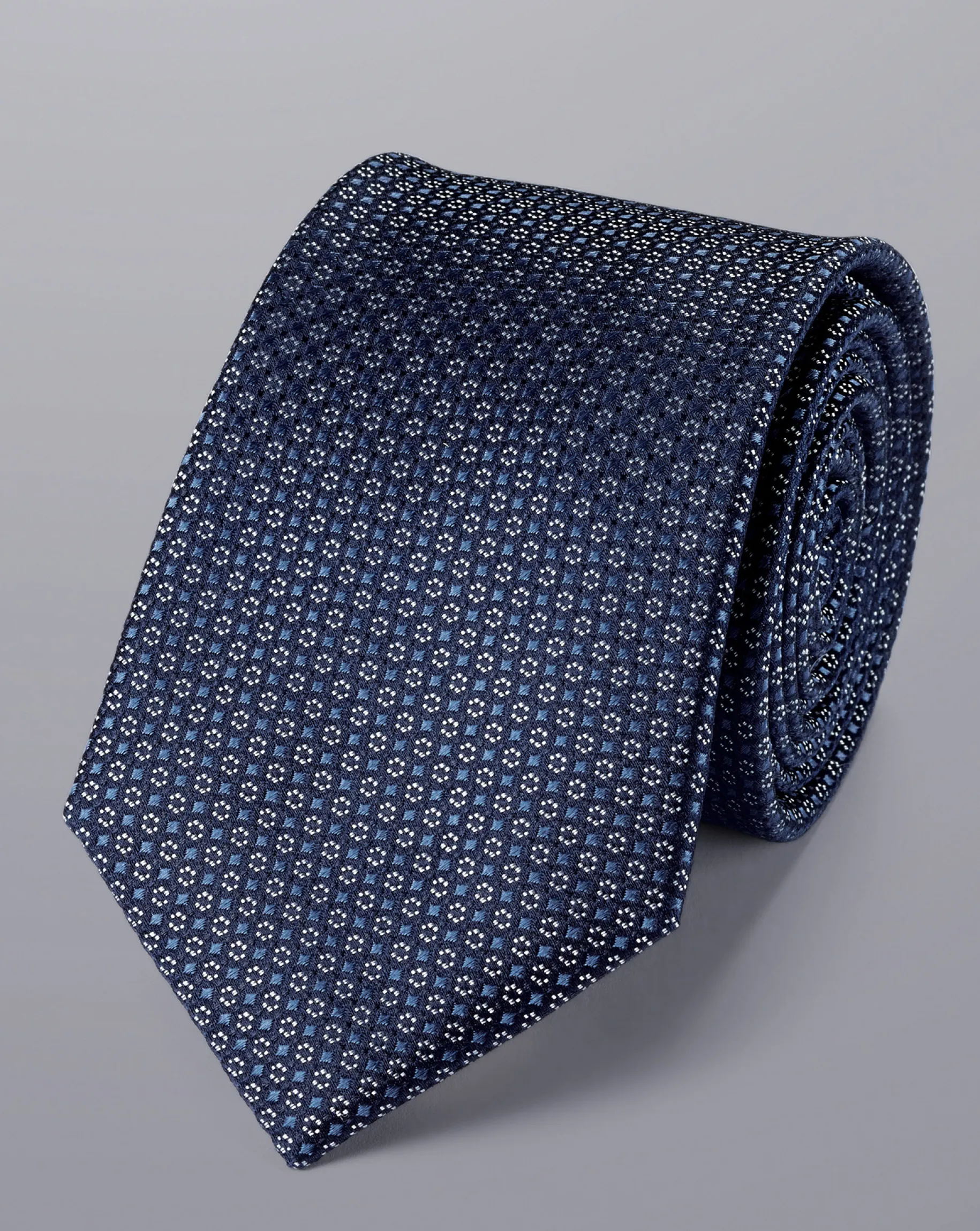 Ties & Bow-ties<Charles Tyrwhitt Stain Resistant Mini Floral Pattern Tie - Royal Blue & Silver Royal Blue & Silver