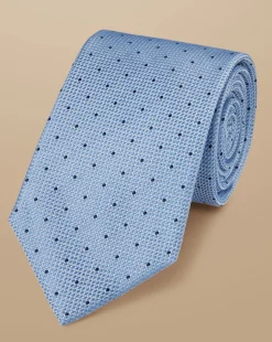 Ties & Bow-ties<Charles Tyrwhitt Stain Resistant Spot Silk Tie - & French Blue Sky