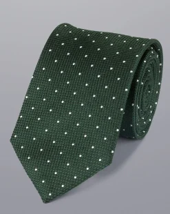 Wedding|Ties & Bow-ties<Charles Tyrwhitt Stain Resistant Spot Silk Tie - & Silver Grey Dark Green