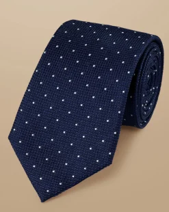 Ties & Bow-ties<Charles Tyrwhitt Stain Resistant Spot Silk Tie - Petrol & Light Blue Petrol Blue