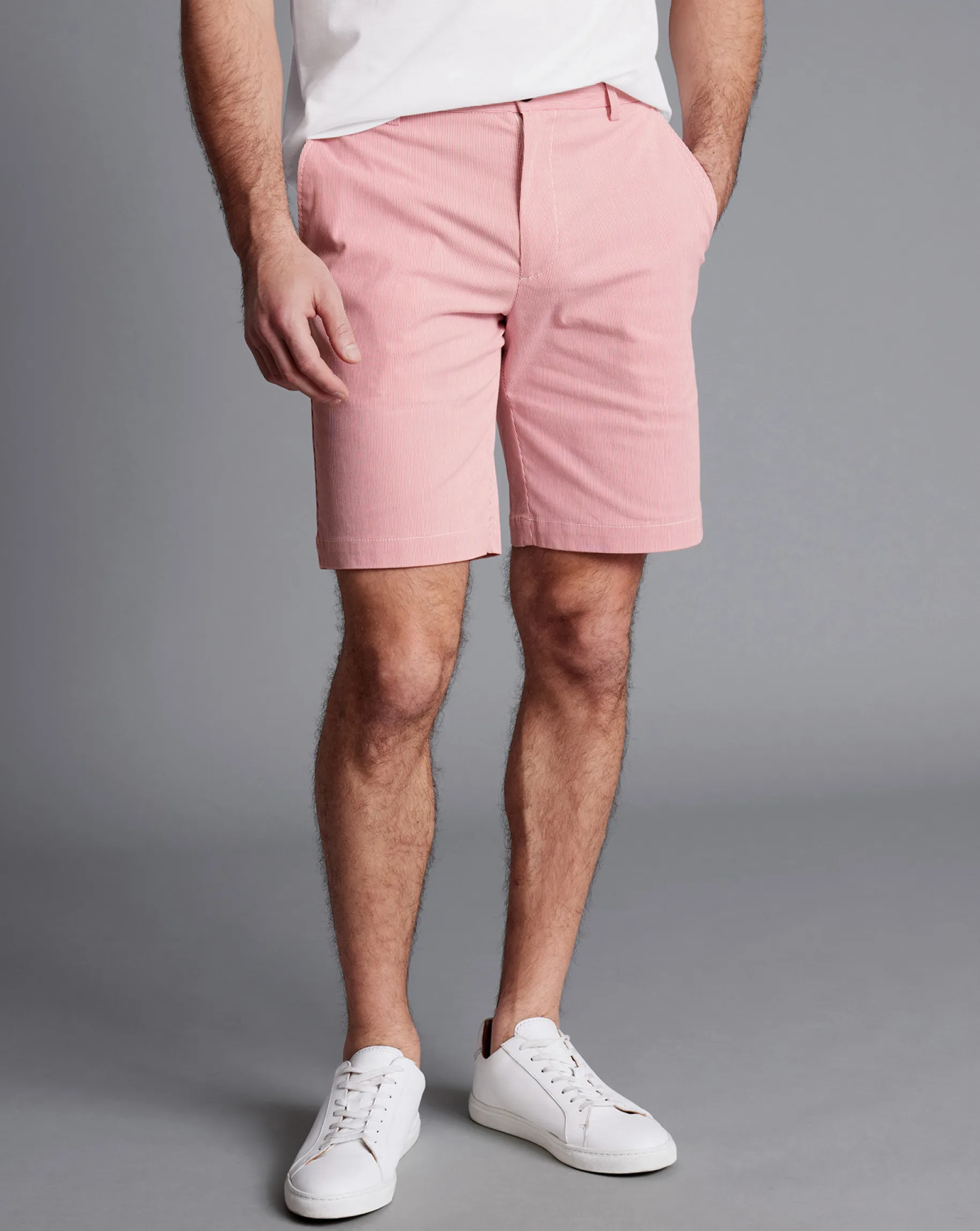 Golf Collection|Pants & Shorts<Charles Tyrwhitt Stripe Shorts - Coral Pink