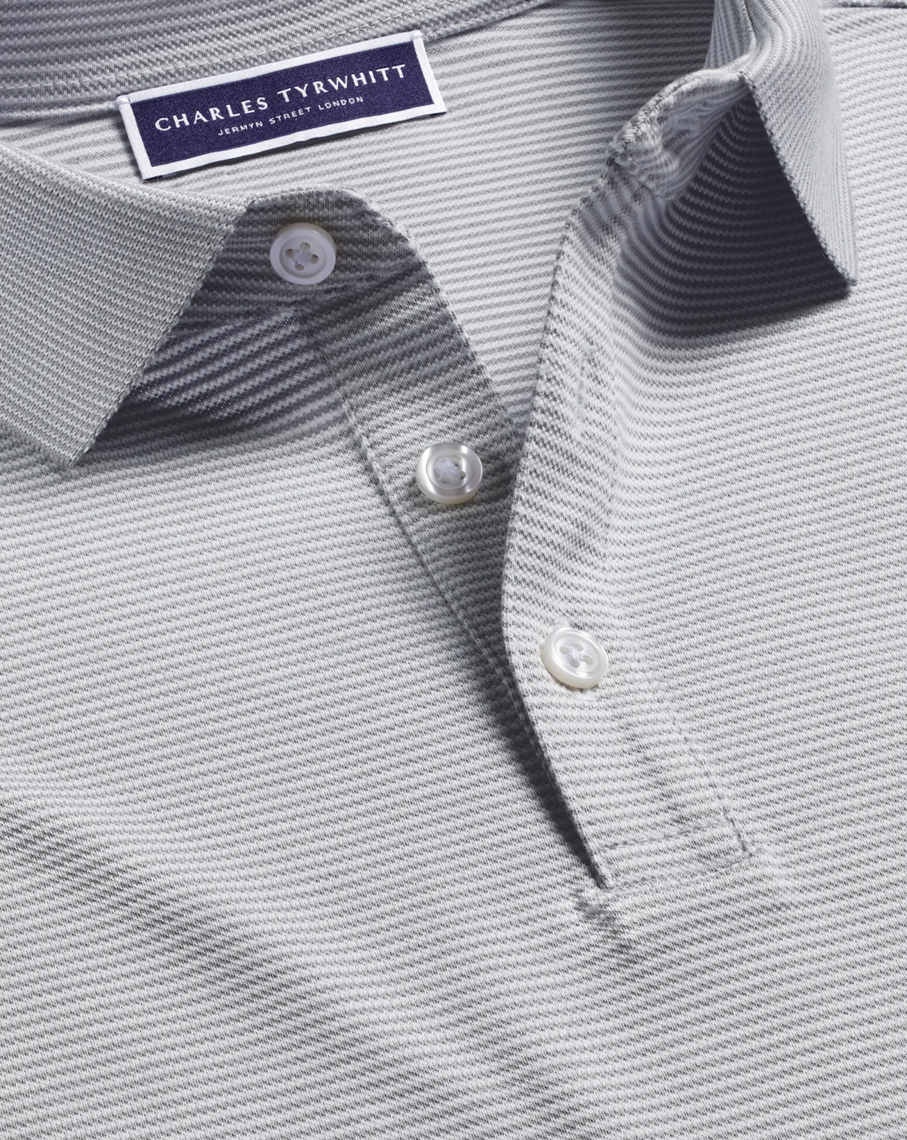 Shirt Sale|Polos<Charles Tyrwhitt Striped Tyrwhitt Pique Polo - Light Grey