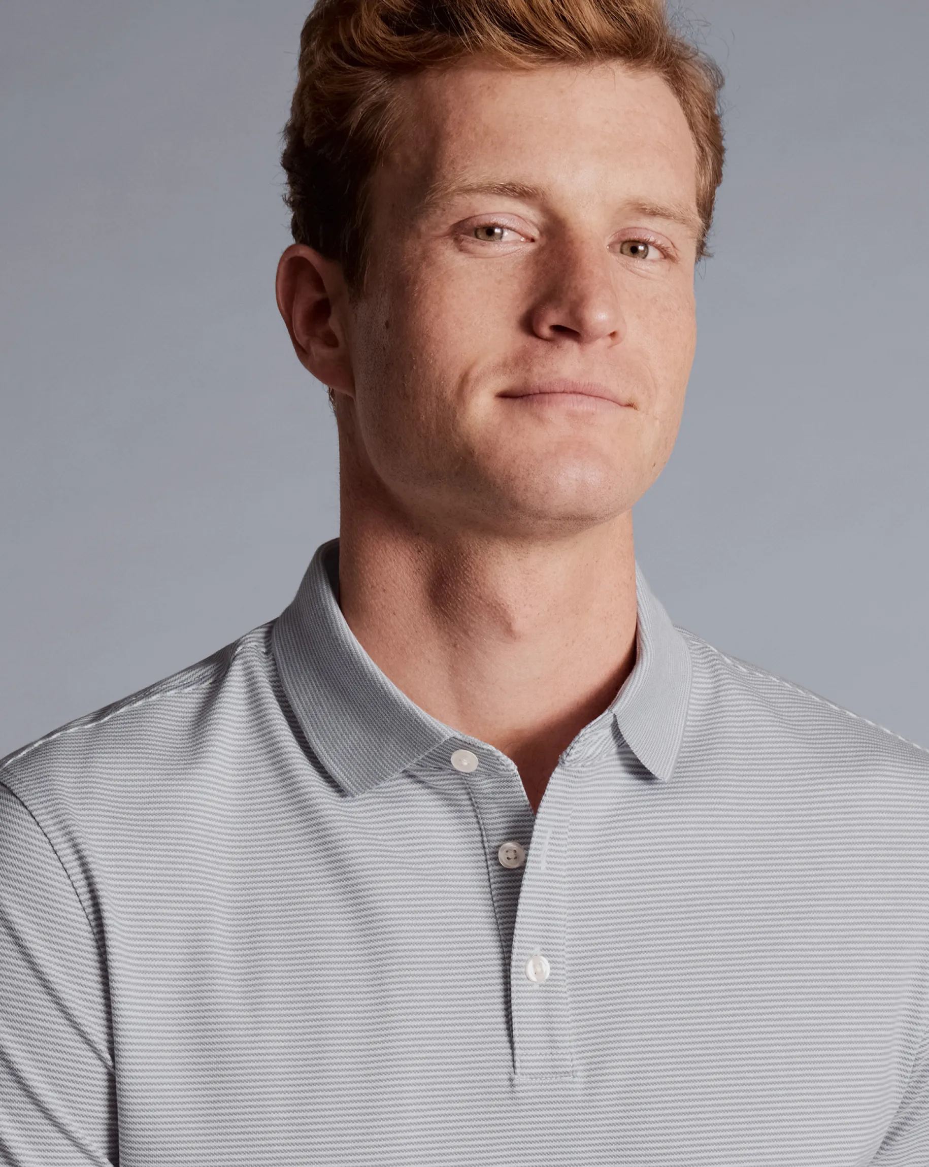 Shirt Sale|Polos<Charles Tyrwhitt Striped Tyrwhitt Pique Polo - Light Grey