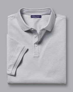 Shirt Sale|Polos<Charles Tyrwhitt Striped Tyrwhitt Pique Polo - Light Grey