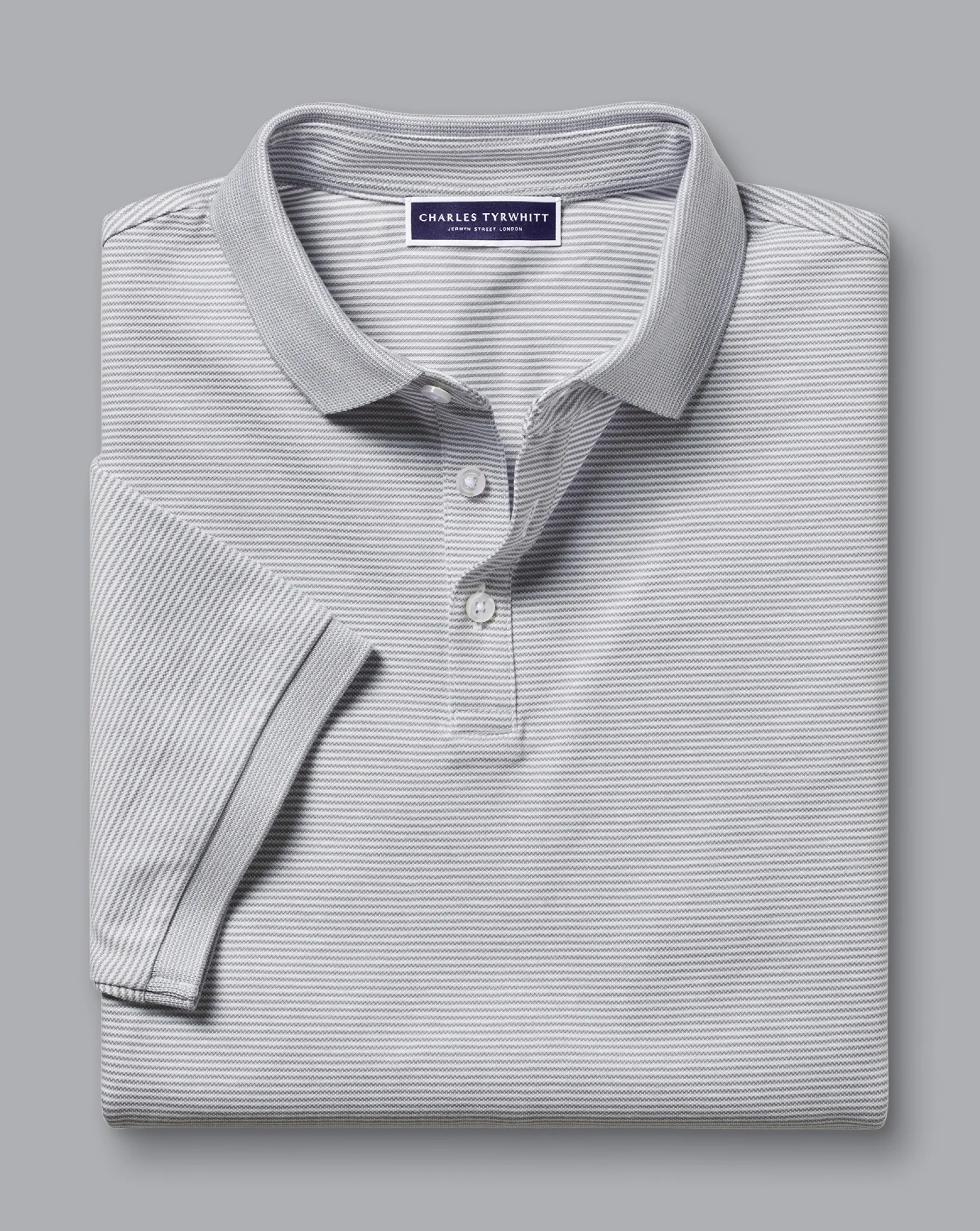 Shirt Sale|Polos<Charles Tyrwhitt Striped Tyrwhitt Pique Polo - Light Grey