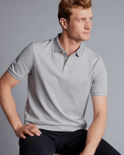 Shirt Sale|Polos<Charles Tyrwhitt Striped Tyrwhitt Pique Polo - Light Grey