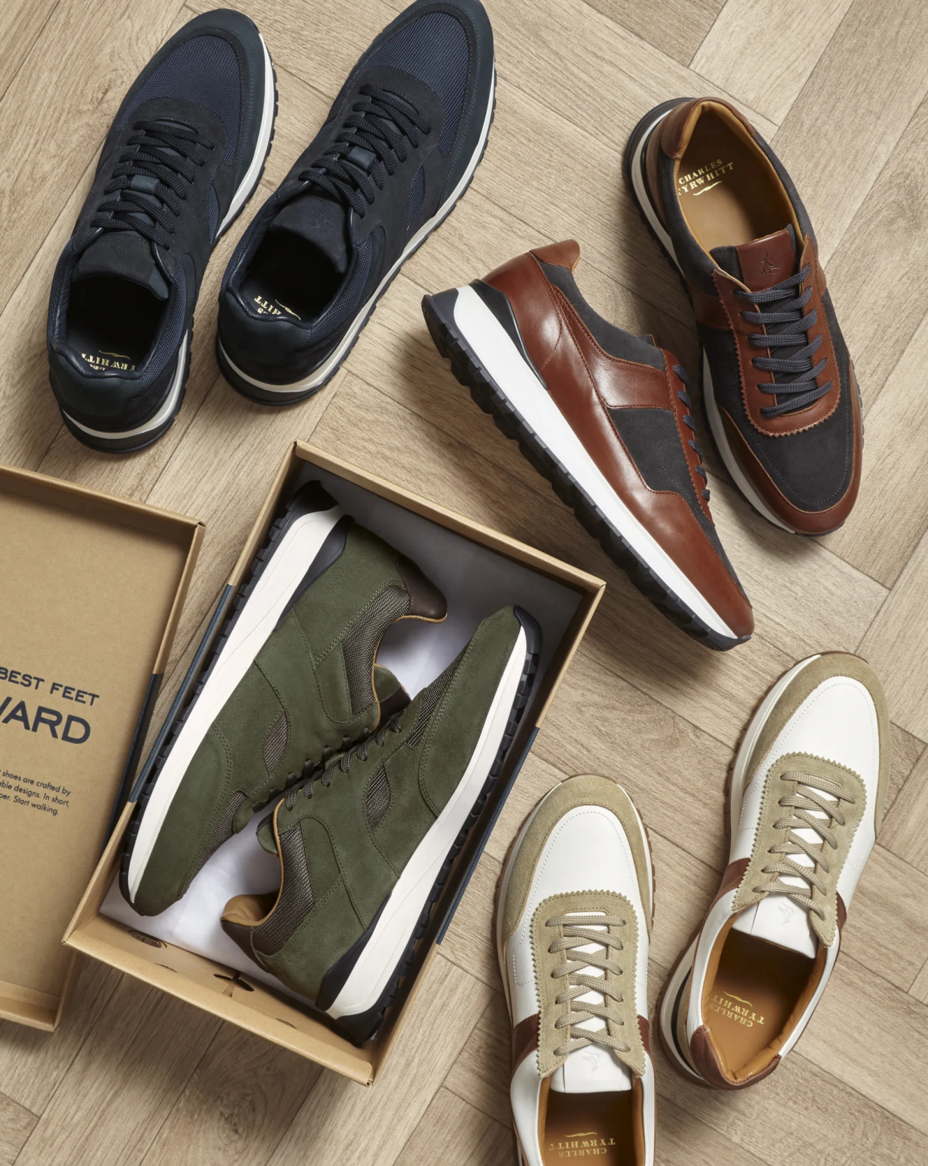 Shoes<Charles Tyrwhitt Suede and Textile Sneakers - Olive Green