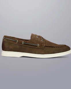 Shoes<Charles Tyrwhitt Suede Boat Shoes - Dark Chocolate