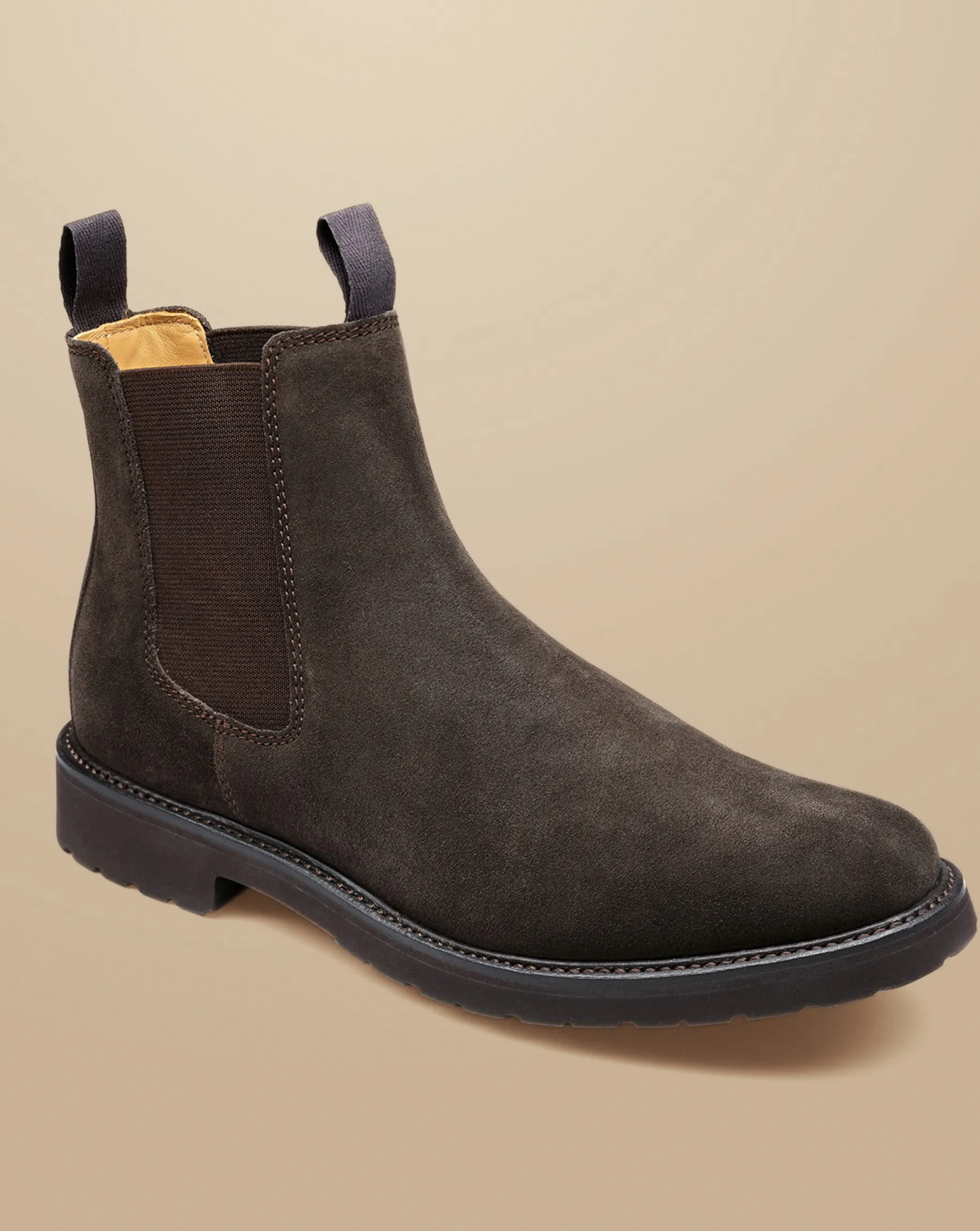 Boots|Brown Shoes<Charles Tyrwhitt Suede Chelsea Boots - Chocolate Brown