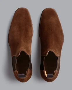 Boots|Brown Shoes<Charles Tyrwhitt Suede Chelsea Boots - Walnut Brown