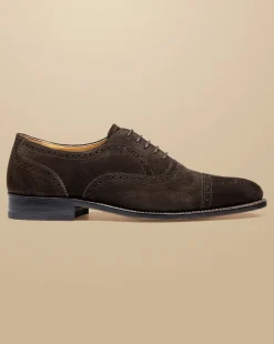 Smart Shoes|Brown Shoes<Charles Tyrwhitt Suede Oxford Brogue Shoes - Dark Chocolate