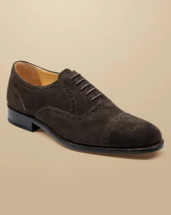 Smart Shoes|Brown Shoes<Charles Tyrwhitt Suede Oxford Brogue Shoes - Dark Chocolate