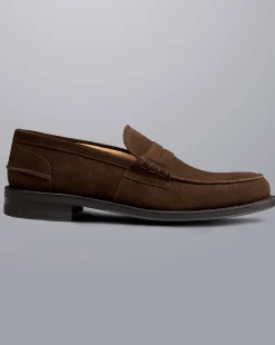 Shoes<Charles Tyrwhitt Suede Penny Loafers - Chocolate Brown