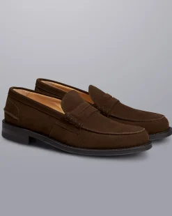 Shoes<Charles Tyrwhitt Suede Penny Loafers - Chocolate Brown