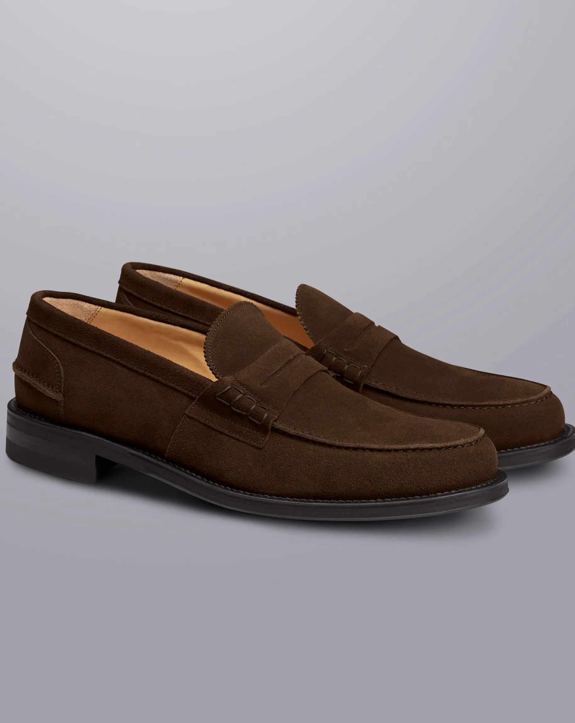 Shoes<Charles Tyrwhitt Suede Penny Loafers - Chocolate Brown