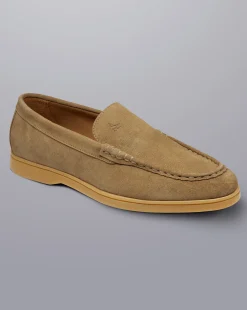Shoes<Charles Tyrwhitt Suede Slip-On Shoes - Dark Sand