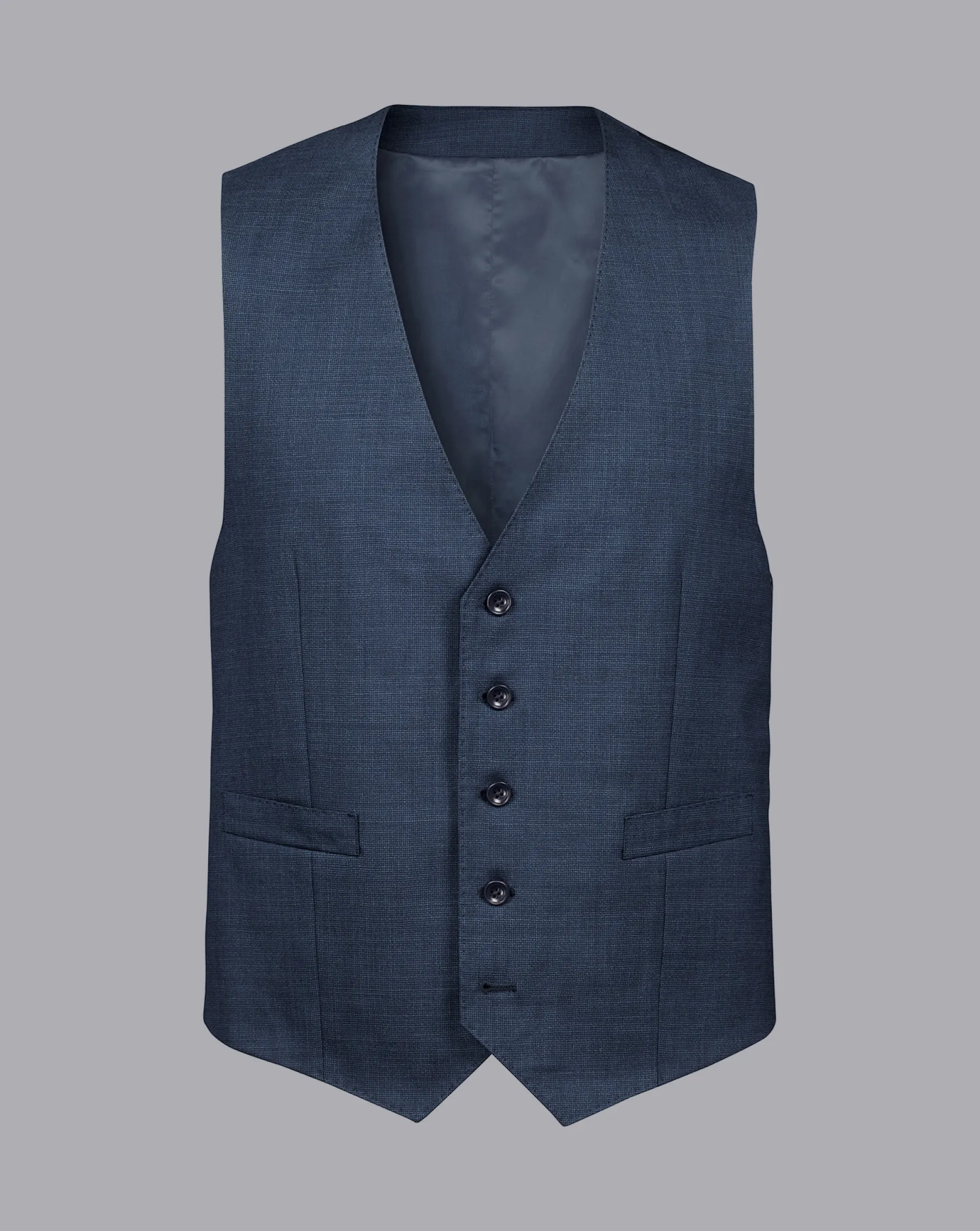 Vests<Charles Tyrwhitt Texture Suit Vest - Denim Blue