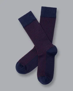 Accessories<Charles Tyrwhitt Textured Socks - French Blue & Maroon