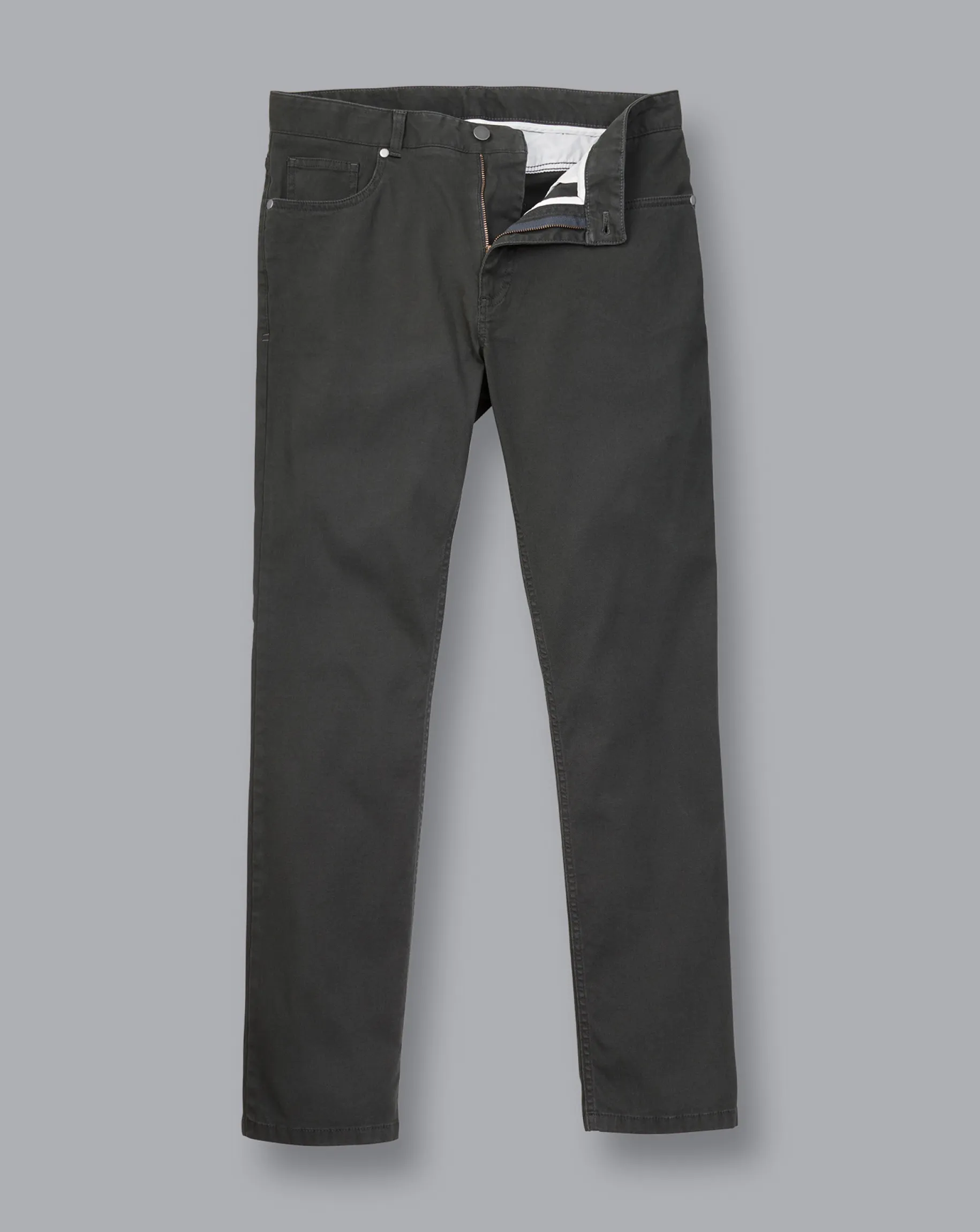 Pants & Shorts<Charles Tyrwhitt Textured Washed 5 Pocket Pants - Grey Charcoal