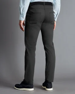 Pants & Shorts<Charles Tyrwhitt Textured Washed 5 Pocket Pants - Grey Charcoal