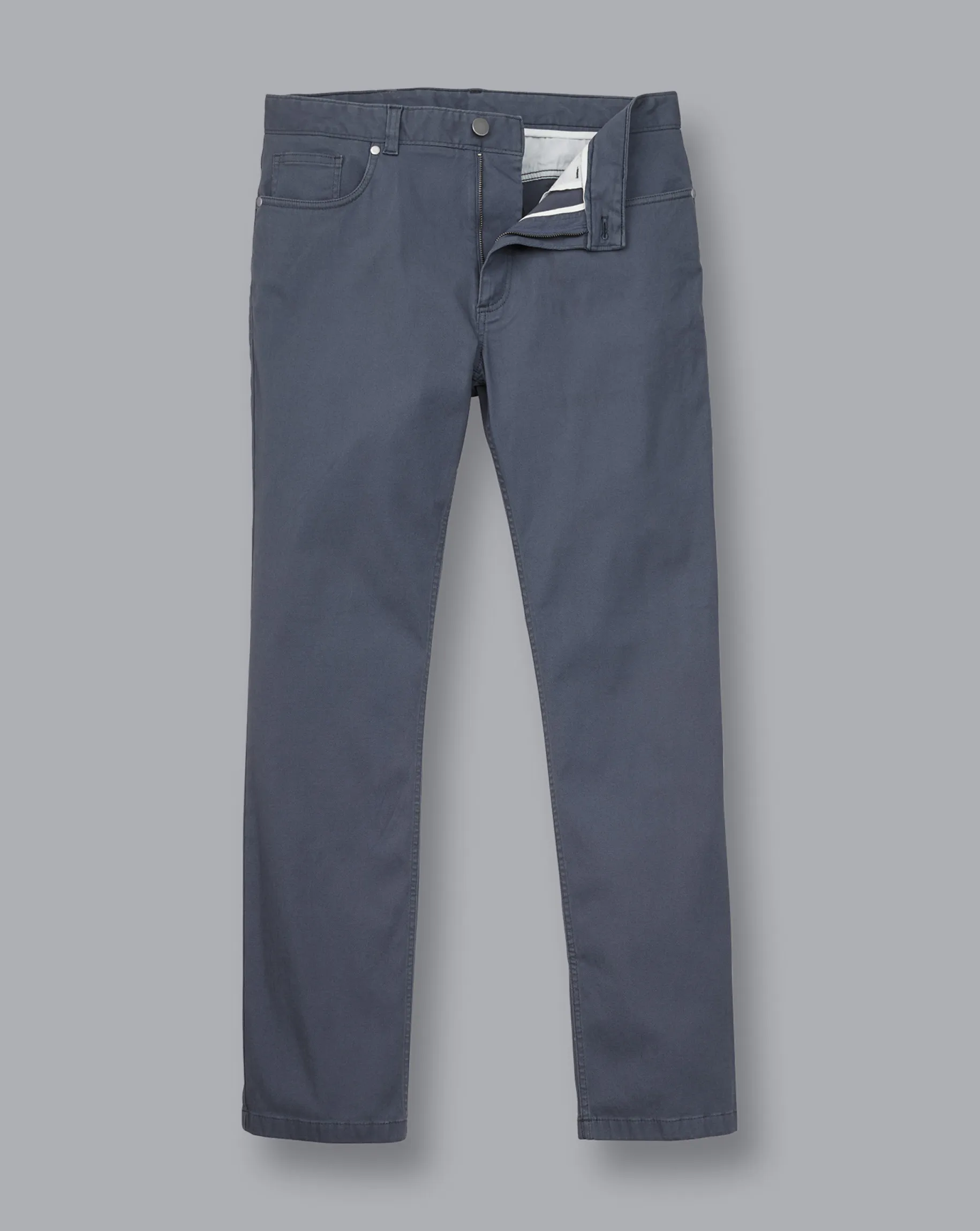 Pants & Shorts<Charles Tyrwhitt Textured Washed 5-Pocket Pants - Denim Blue