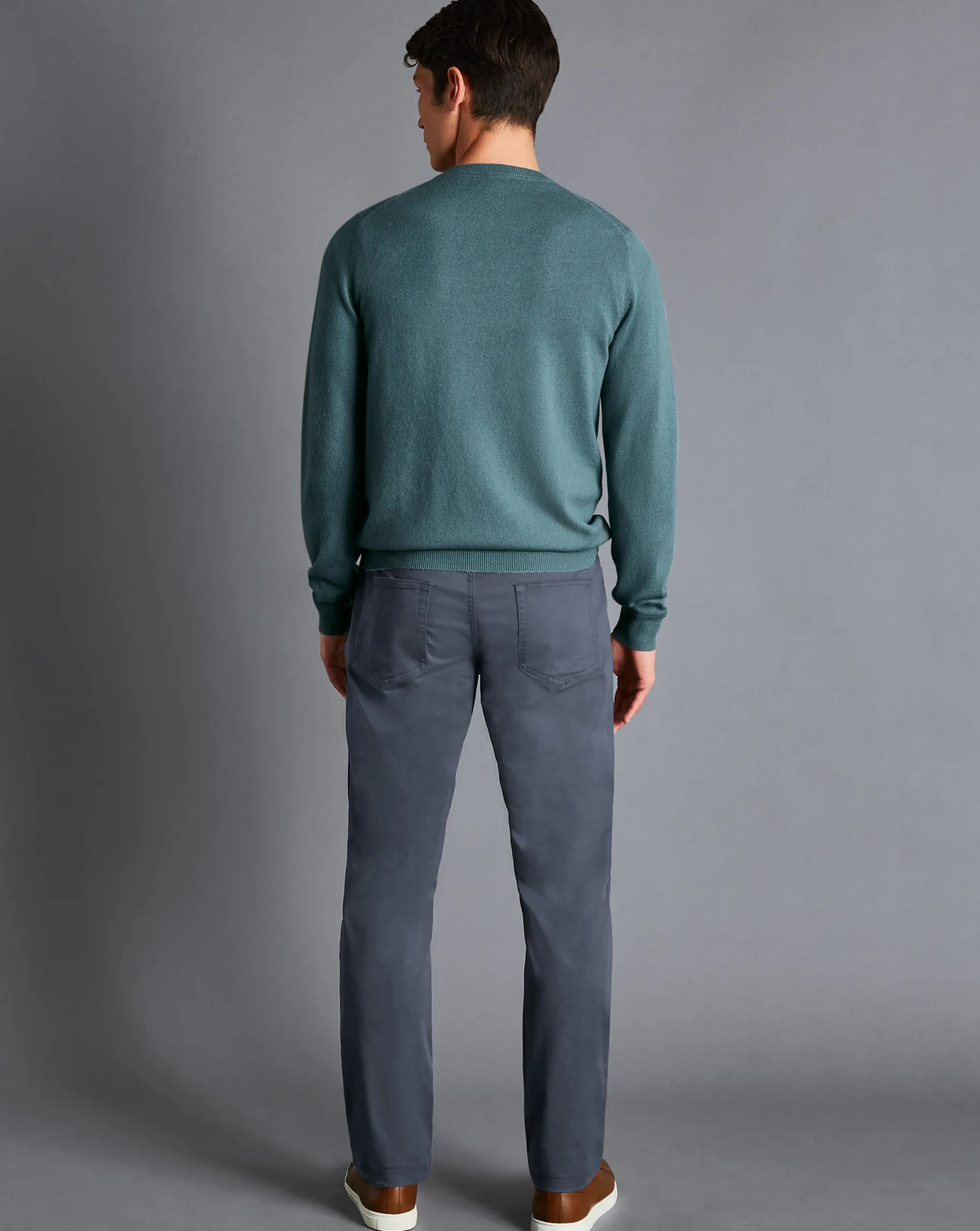 Pants & Shorts<Charles Tyrwhitt Textured Washed 5-Pocket Pants - Denim Blue