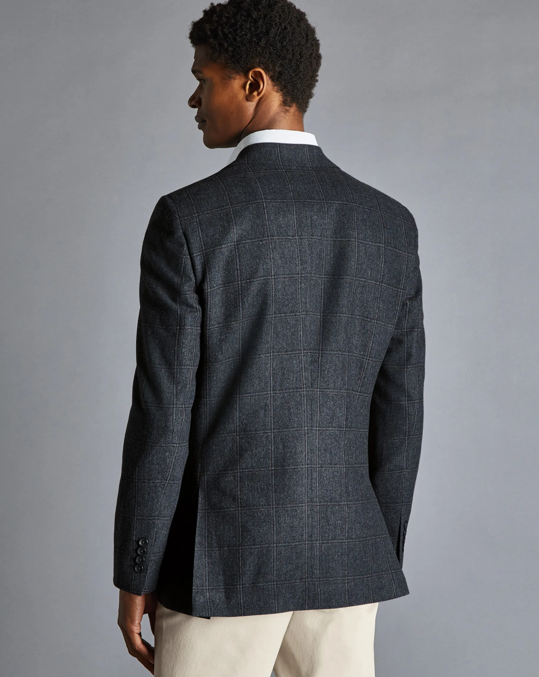 Coats & Jackets|Blazers<Charles Tyrwhitt Textured Wool Windowpane Check Jacket - Denim Blue