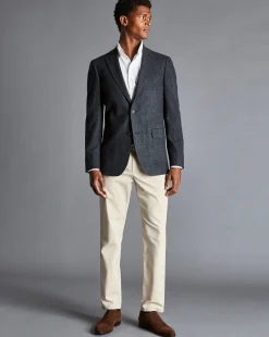 Coats & Jackets|Blazers<Charles Tyrwhitt Textured Wool Windowpane Check Jacket - Denim Blue