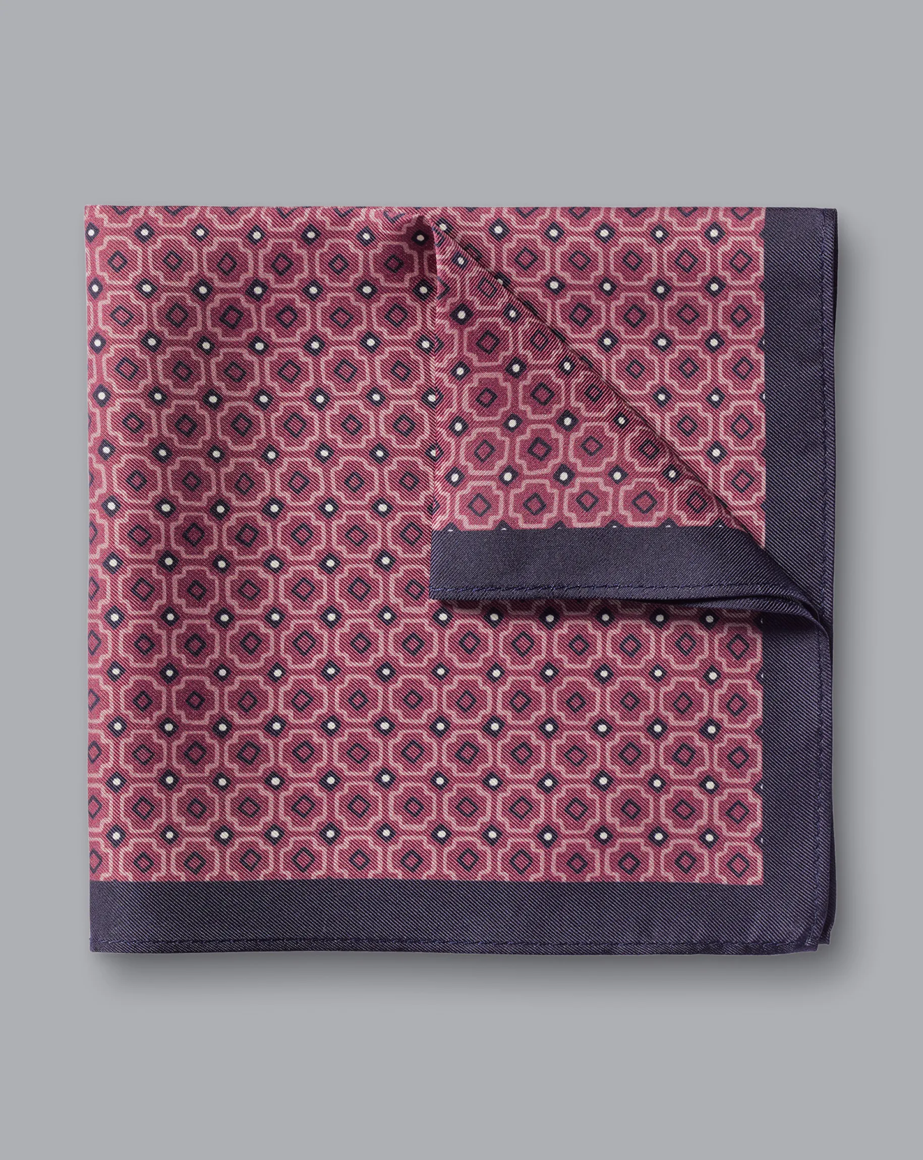 Accessories<Charles Tyrwhitt Tile Print Silk Pocket Square - Claret Pink