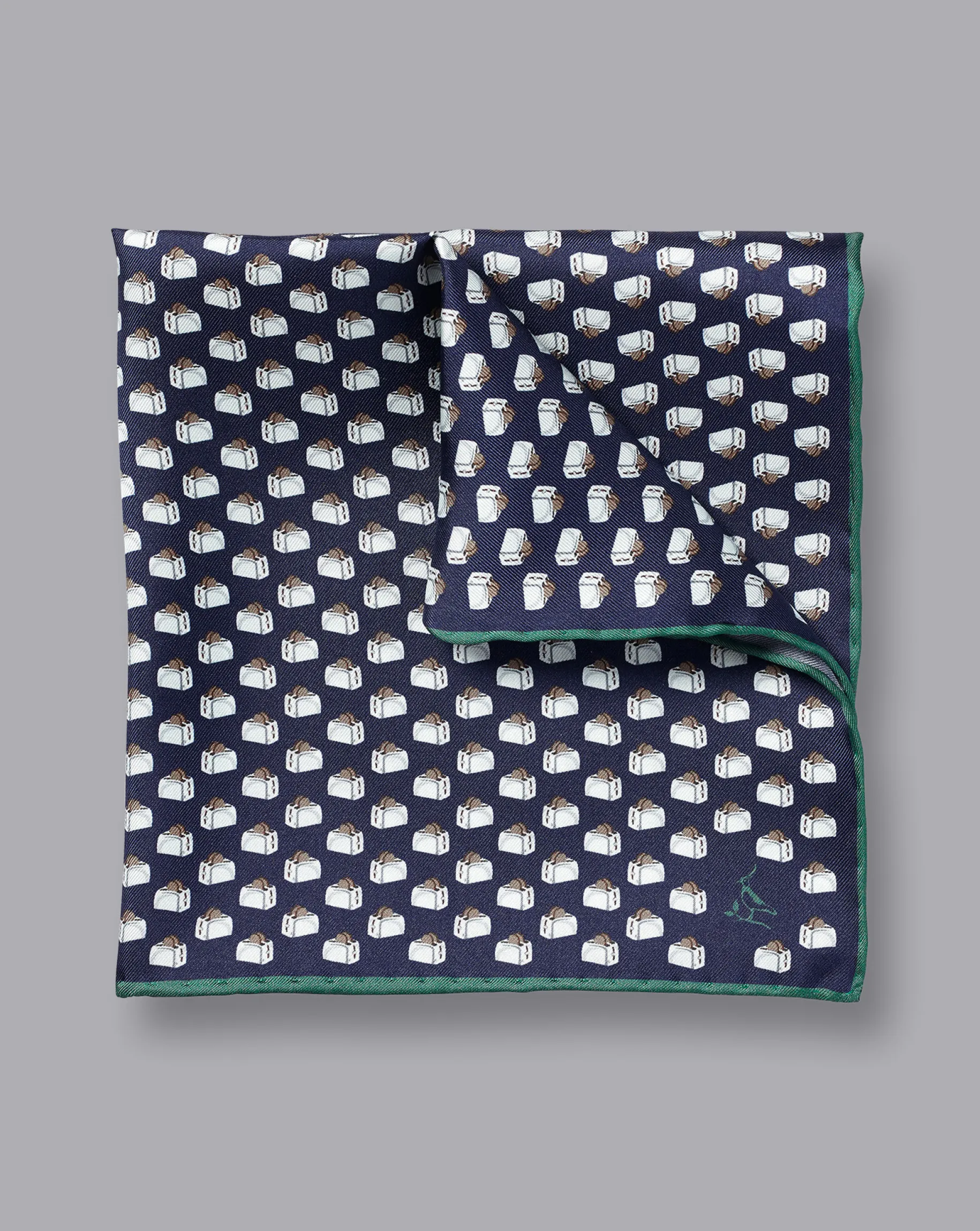 Accessories<Charles Tyrwhitt Toaster Print Pocket Square - French Blue