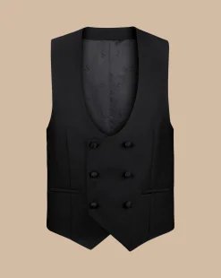 Vests<Charles Tyrwhitt Tuxedo Double Breasted Vest - Black