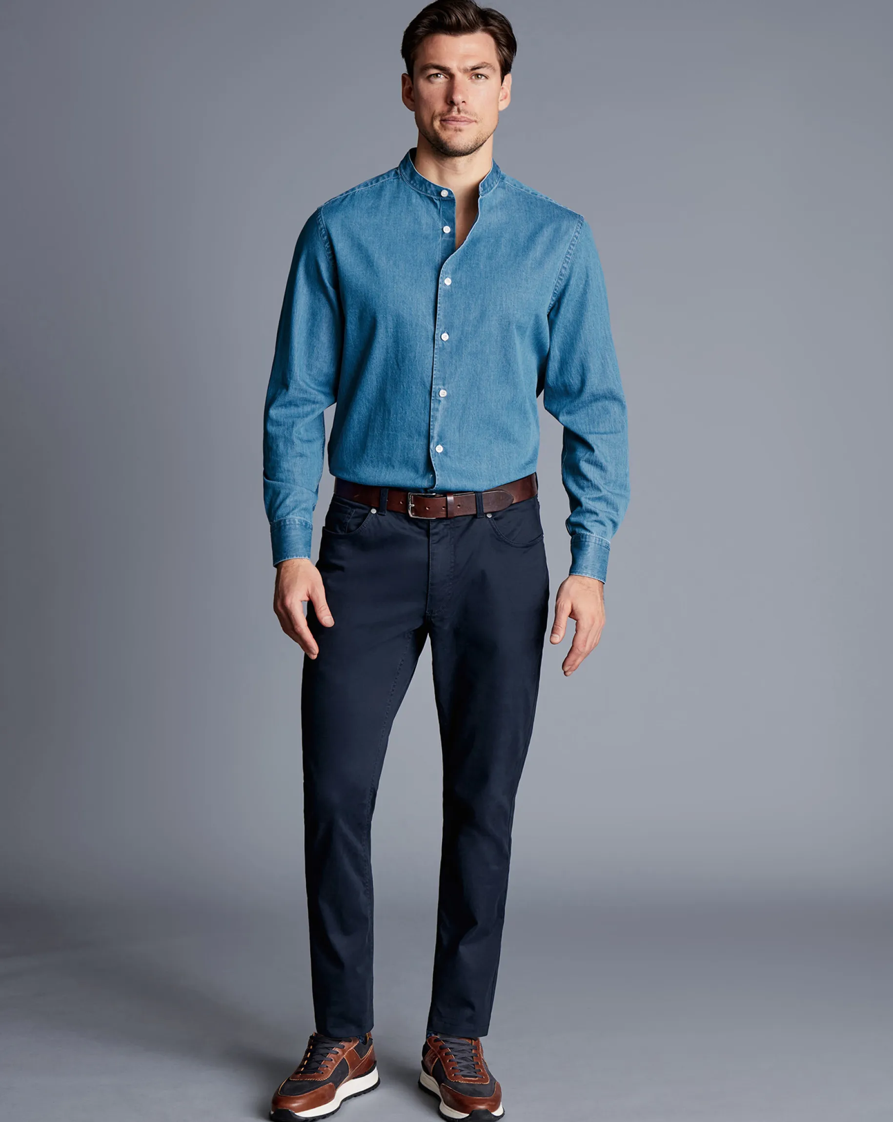 Seasonal Looks|Pants & Shorts<Charles Tyrwhitt Twill 5 Pocket Jeans - Dark Navy
